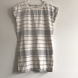 White with Gray Stripe T Shirt Dress